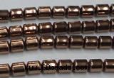 CHE788 15.5 inches 4*4.5mm drum plated hematite beads wholesale