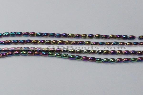 CHE804 15.5 inches 4*6mm rice plated hematite beads wholesale