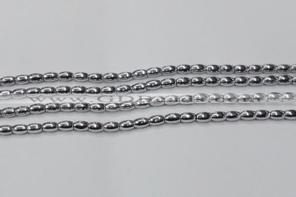 CHE809 15.5 inches 5*8mm rice plated hematite beads wholesale