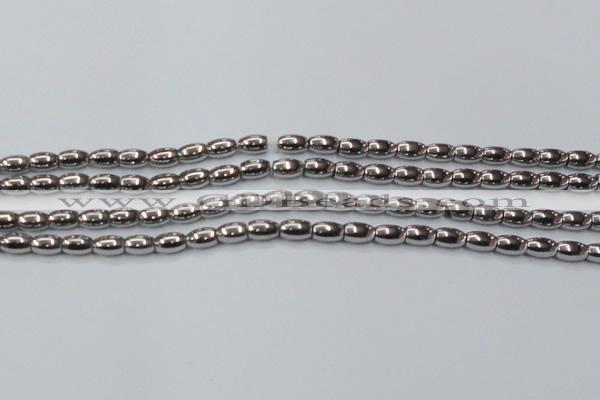 CHE810 15.5 inches 5*8mm rice plated hematite beads wholesale