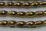 CHE811 15.5 inches 5*8mm rice plated hematite beads wholesale