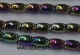 CHE812 15.5 inches 5*8mm rice plated hematite beads wholesale