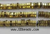 CHE835 15.5 inches 1*3mm hexagon plated hematite beads wholesale