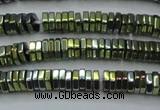 CHE844 15.5 inches 1*4mm hexagon plated hematite beads wholesale