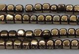 CHE867 15.5 inches 4*4mm dice platedhematite beads wholesale