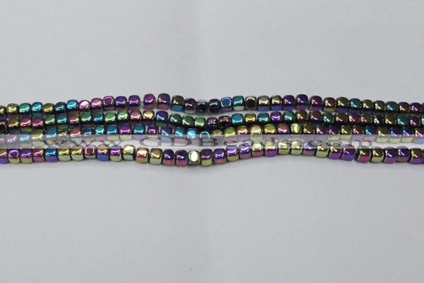 CHE871 15.5 inches 4*4mm dice platedhematite beads wholesale