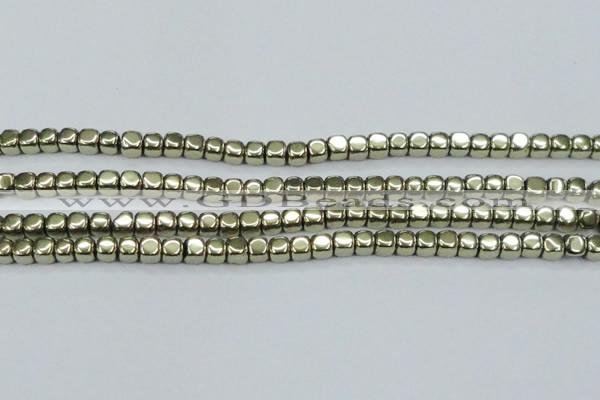 CHE877 15.5 inches 4*4mm dice plated hematite beads wholesale