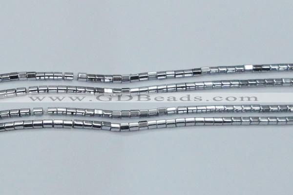 CHE896 15.5 inches 3*3mm faceted tube plated hematite beads wholesale