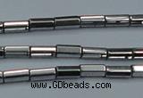 CHE905 15.5 inches 2*4mm faceted tube plated hematite beads wholesale