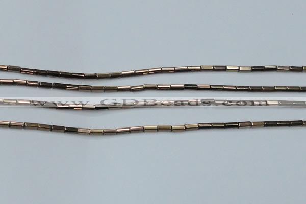 CHE906 15.5 inches 2*4mm faceted tube plated hematite beads wholesale