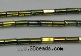 CHE909 15.5 inches 2*4mm faceted tube plated hematite beads wholesale