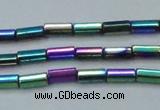 CHE910 15.5 inches 2*4mm faceted tube plated hematite beads wholesale