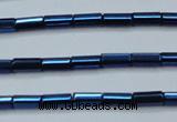 CHE911 15.5 inches 2*4mm faceted tube plated hematite beads wholesale