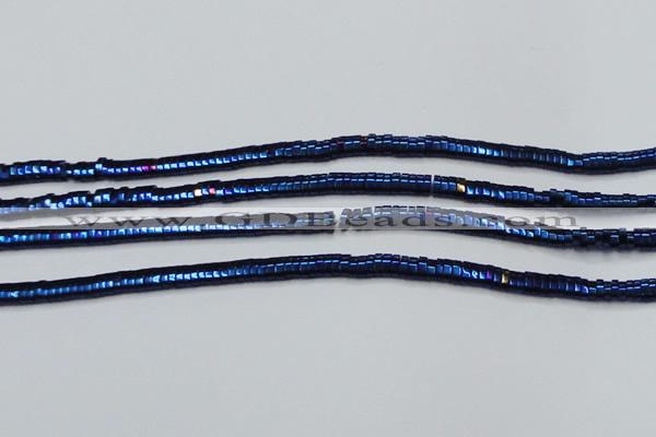 CHE934 15.5 inches 1*2*3mm oval plated hematite beads wholesale