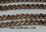 CHE993 15.5 inches 4*4mm heart plated hematite beads wholesale