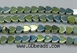 CHE994 15.5 inches 4*4mm heart plated hematite beads wholesale