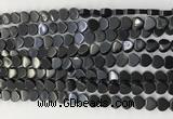 CHG106 15.5 inches 6mm flat heart black stone beads wholesale