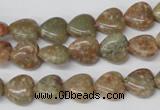 CHG14 15.5 inches 10*10mm heart New unakite gemstone beads wholesale