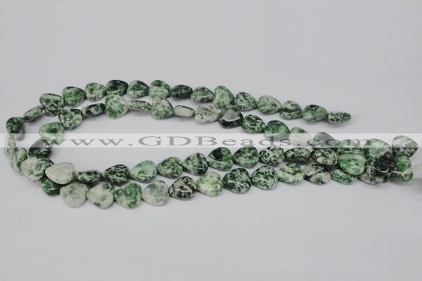 CHG38 15.5 inches 12*12mm heart green spot jasper beads wholesale