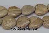 CHG41 15.5 inches 14*14mm heart picture jasper beads wholesale