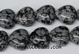 CHG50 15.5 inches 14*14mm heart snowflake obsidian beads wholesale