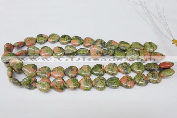 CHG60 15.5 inches 16*16mm heart unakite gemstone beads wholesale