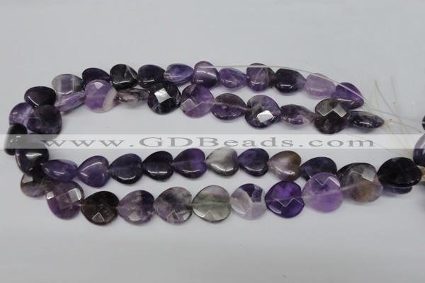 CHG97 15.5 inches 18*18mm faceted heart amethyst beads wholesale