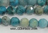 CHM213 15.5 inches 10mm faceted round blue hemimorphite beads