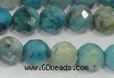 CHM215 15.5 inches 14mm faceted round blue hemimorphite beads