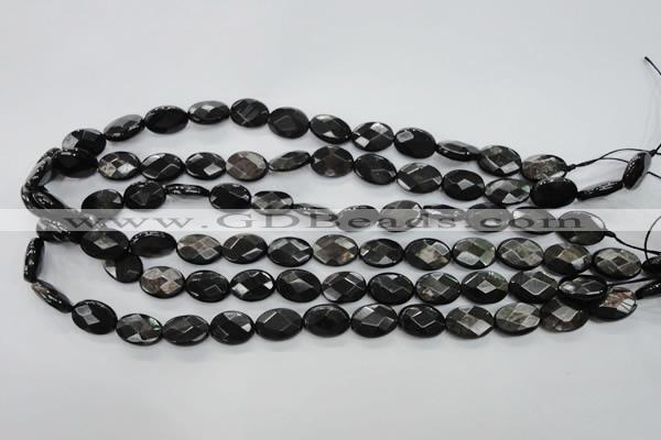 CHS14 15.5 inches 10*14mm faceted oval natural hypersthene beads