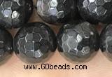 CHS46 15.5 inches 10mm faceted round natural hypersthene beads