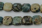 CIJ52 15.5 inches 12*12mm square impression jasper beads wholesale