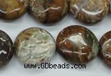 CJA26 15.5 inches 20mm flat round green jasper beads wholesale