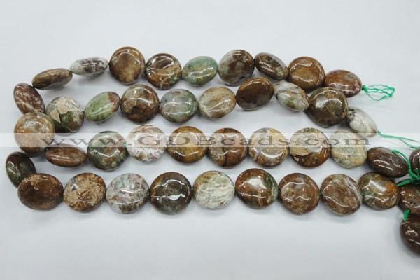 CJA26 15.5 inches 20mm flat round green jasper beads wholesale