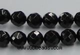 CJB07 16 inches 10mm faceted round natural jet gemstone beads wholesale