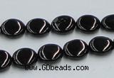 CJB21 16 inches 12mm flat round natural jet gemstone beads wholesale