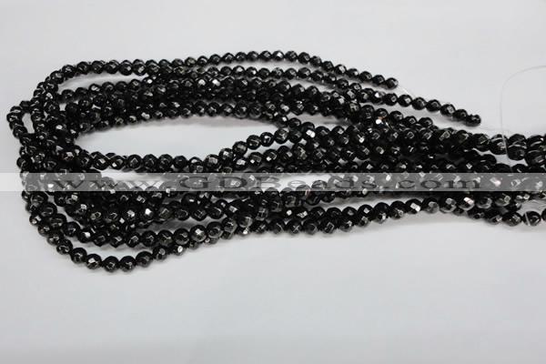 CJB45 15.5 inches 6mm faceted round natural jet gemstone beads