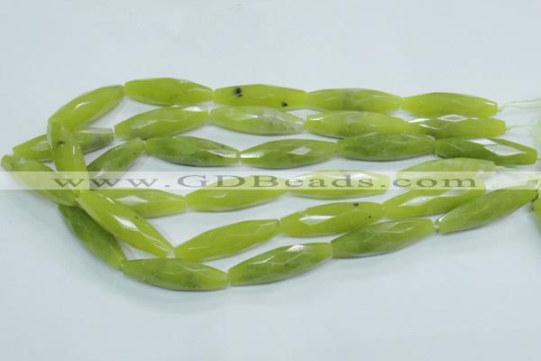 CKA111 15.5 inches 11*40mm faceted rice Korean jade gemstone beads