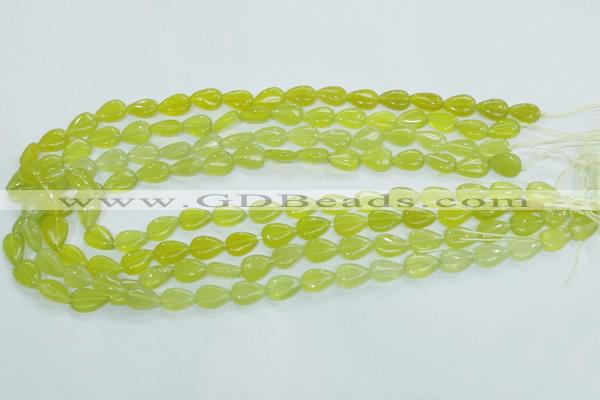 CKA112 15.5 inches 8*12mm flat teardrop Korean jade gemstone beads