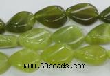 CKA114 15.5 inches 13*18mm twisted flat teardrop Korean jade beads