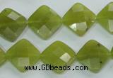 CKA117 15.5 inches 14*14mm faceted diamond Korean jade beads