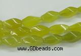 CKA21 15.5 inches 6*12mm twisted rice Korean jade gemstone beads