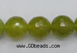 CKA221 15.5 inches 16mm faceted round Korean jade gemstone beads