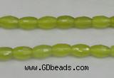 CKA225 15.5 inches 6*8mm faceted rice Korean jade gemstone beads