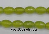 CKA226 15.5 inches 8*12mm faceted rice Korean jade gemstone beads