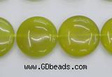 CKA238 15.5 inches 20mm flat round Korean jade gemstone beads