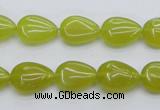 CKA255 15.5 inches 10*14mm flat teardrop Korean jade gemstone beads