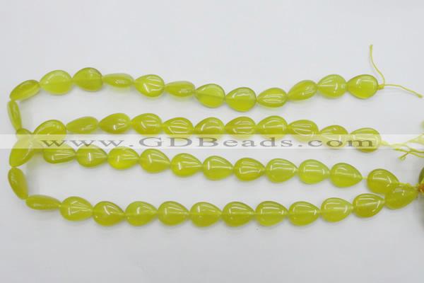 CKA256 15.5 inches 12*16mm flat teardrop Korean jade gemstone beads