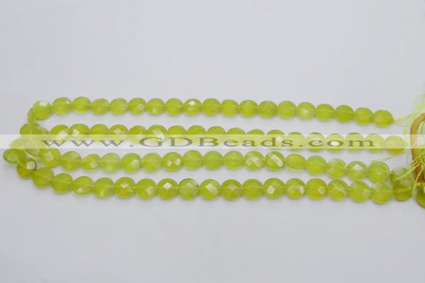 CKA265 15.5 inches 10mm faceted coin Korean jade gemstone beads