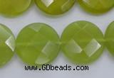 CKA267 15.5 inches 20mm faceted coin Korean jade gemstone beads